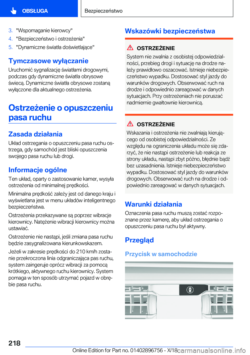 BMW X5 2019  Instrukcja obsługi (in Polish) �3�.��W�s�p�o�m�a�g�a�n�i�e��k�i�e�r�o�w�c�y��4�.��B�e�z�p�i�e�c�z�e�
