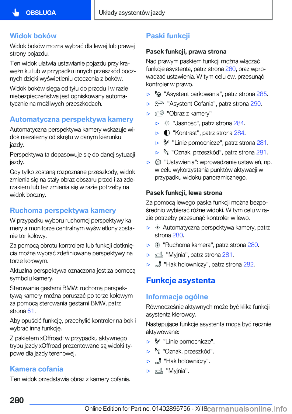 BMW X5 2019  Instrukcja obsługi (in Polish) �W�i�d�o�k��b�o�k�