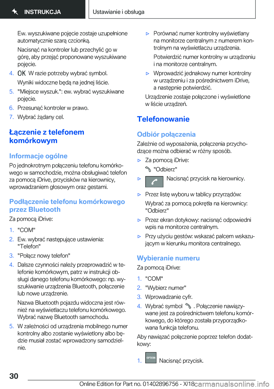 BMW X5 2019  Instrukcja obsługi (in Polish) �E�w�.��w�y�s�z�u�k�i�w�a�n�e��p�o�j�