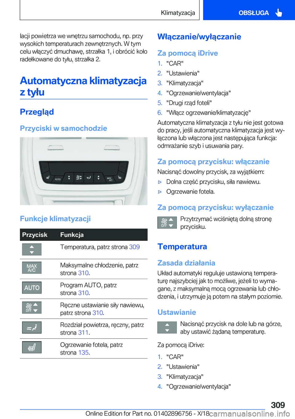 BMW X5 2019  Instrukcja obsługi (in Polish) �l�a�c�j�i��p�o�w�i�e�t�r�z�a��w�e��w�n�