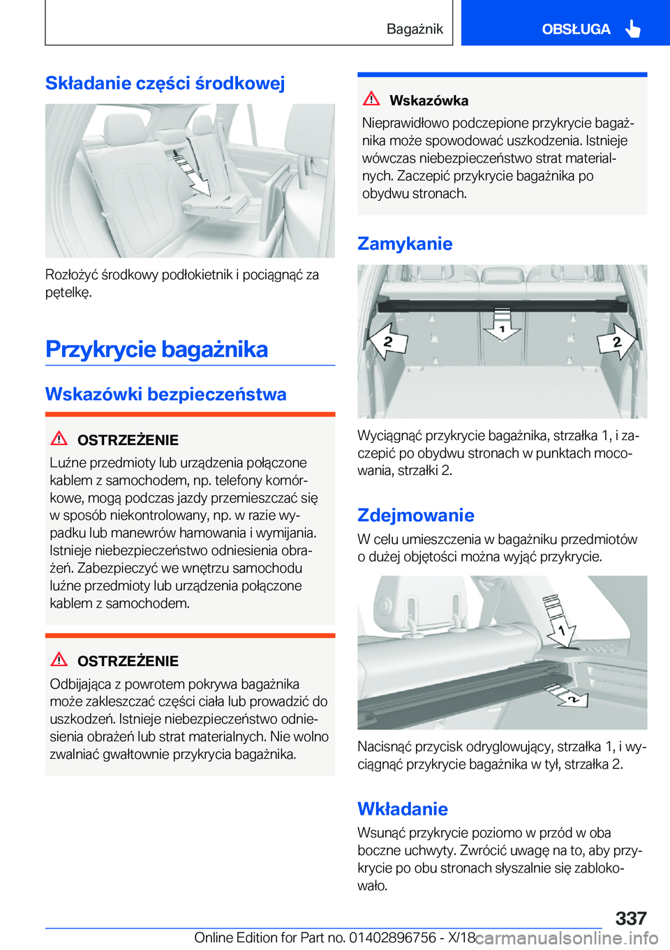 BMW X5 2019  Instrukcja obsługi (in Polish) �S�k�ł�a�d�a�n�i�e��c�z�