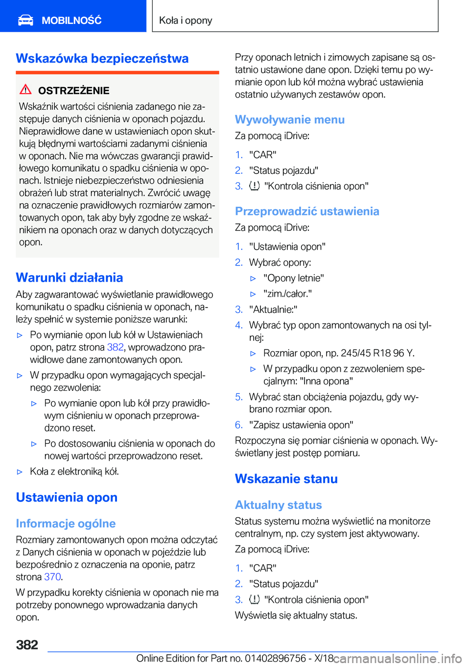 BMW X5 2019  Instrukcja obsługi (in Polish) �W�s�k�a�z�