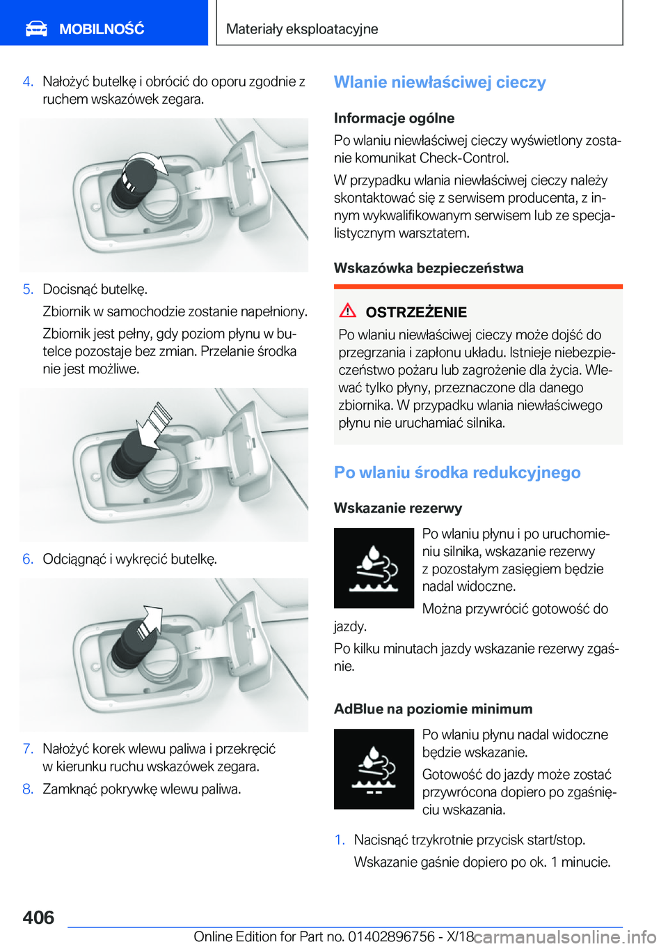 BMW X5 2019  Instrukcja obsługi (in Polish) �4�.�N�a�ł�o9�y�