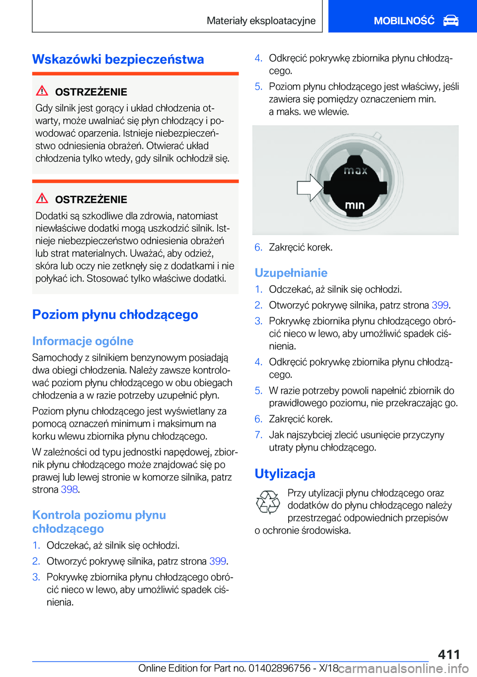 BMW X5 2019  Instrukcja obsługi (in Polish) �W�s�k�a�z�