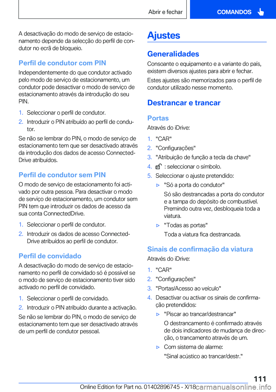 BMW X5 2019  Manual do condutor (in Portuguese) �A��d�e�s�a�c�t�i�v�a�