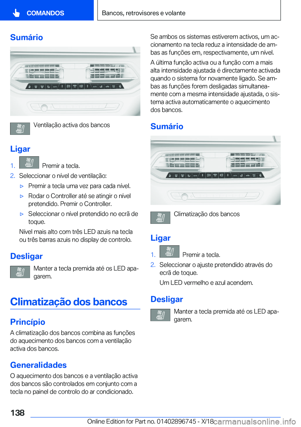BMW X5 2019  Manual do condutor (in Portuguese) �S�u�m�á�r�i�o
�V�e�n�t�i�l�a�