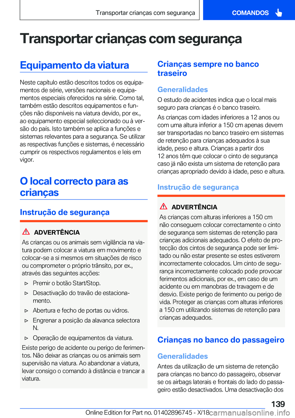 BMW X5 2019  Manual do condutor (in Portuguese) �T�r�a�n�s�p�o�r�t�a�r��c�r�i�a�n�