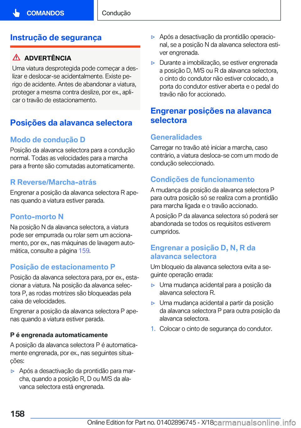 BMW X5 2019  Manual do condutor (in Portuguese) �I�n�s�t�r�u�