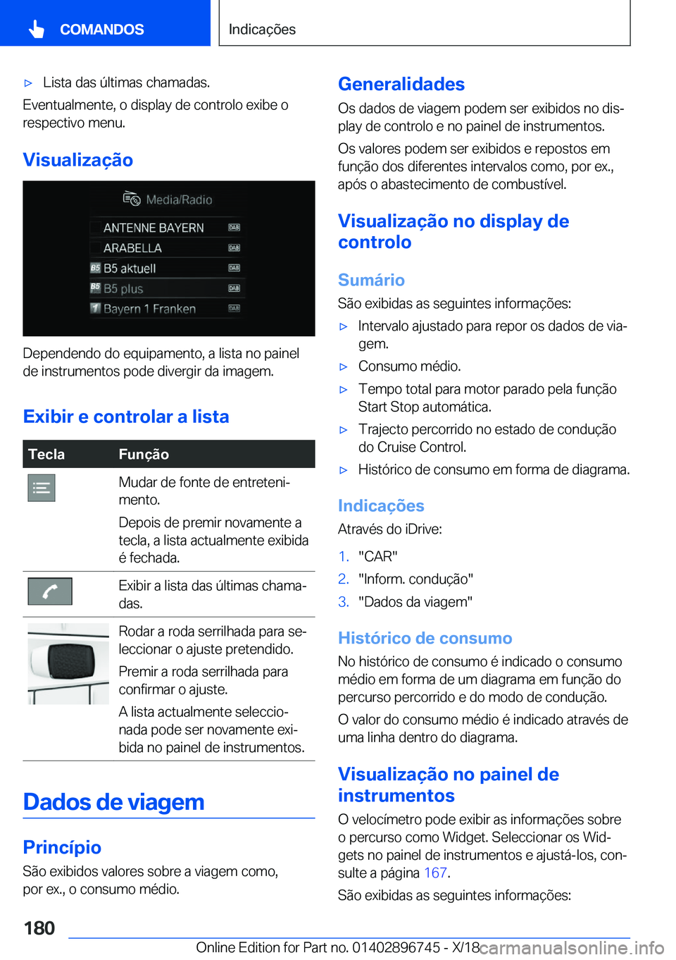 BMW X5 2019  Manual do condutor (in Portuguese) x�L�i�s�t�a��d�a�s��
