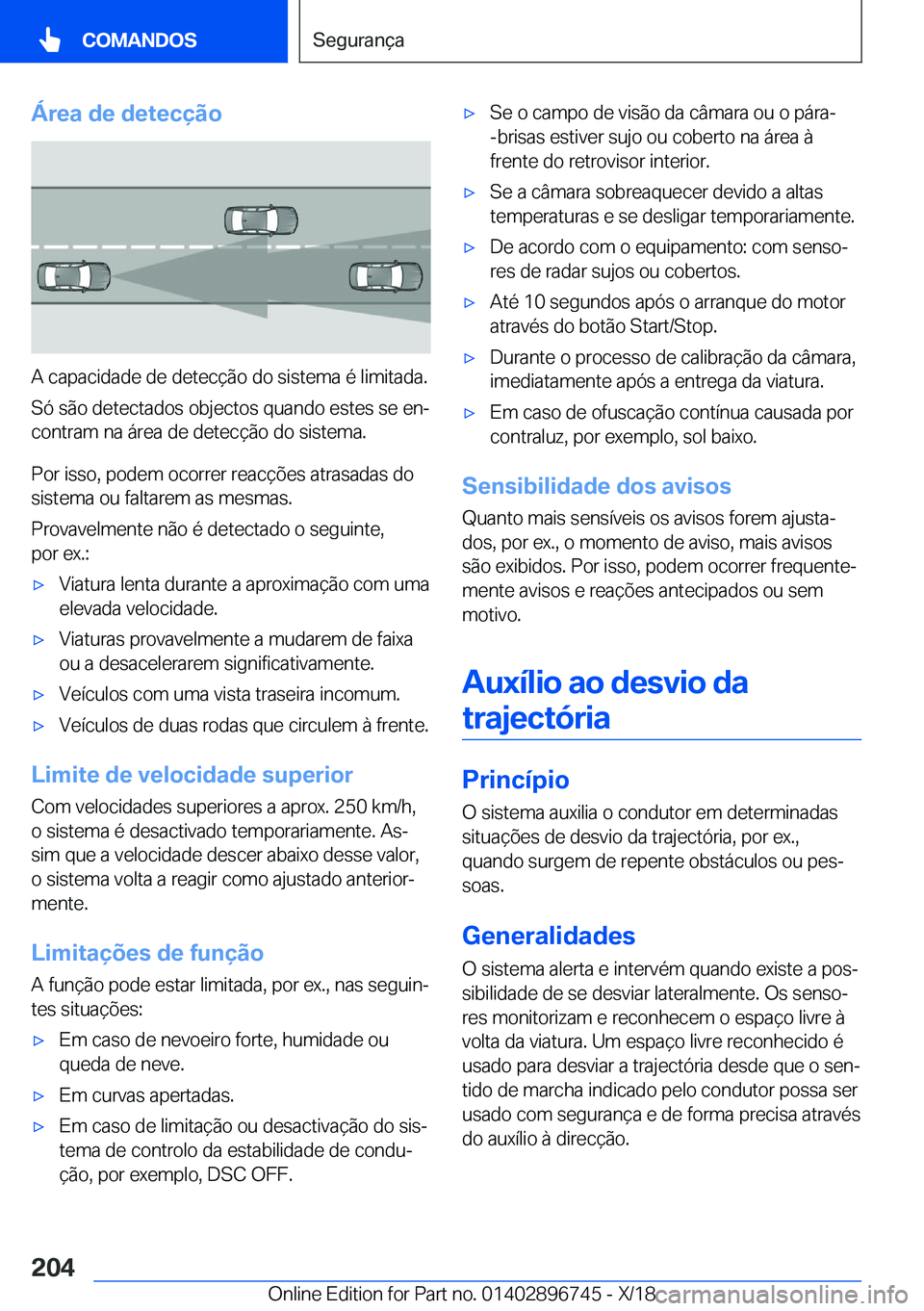BMW X5 2019  Manual do condutor (in Portuguese) �Á�r�e�a��d�e��d�e�t�e�c�