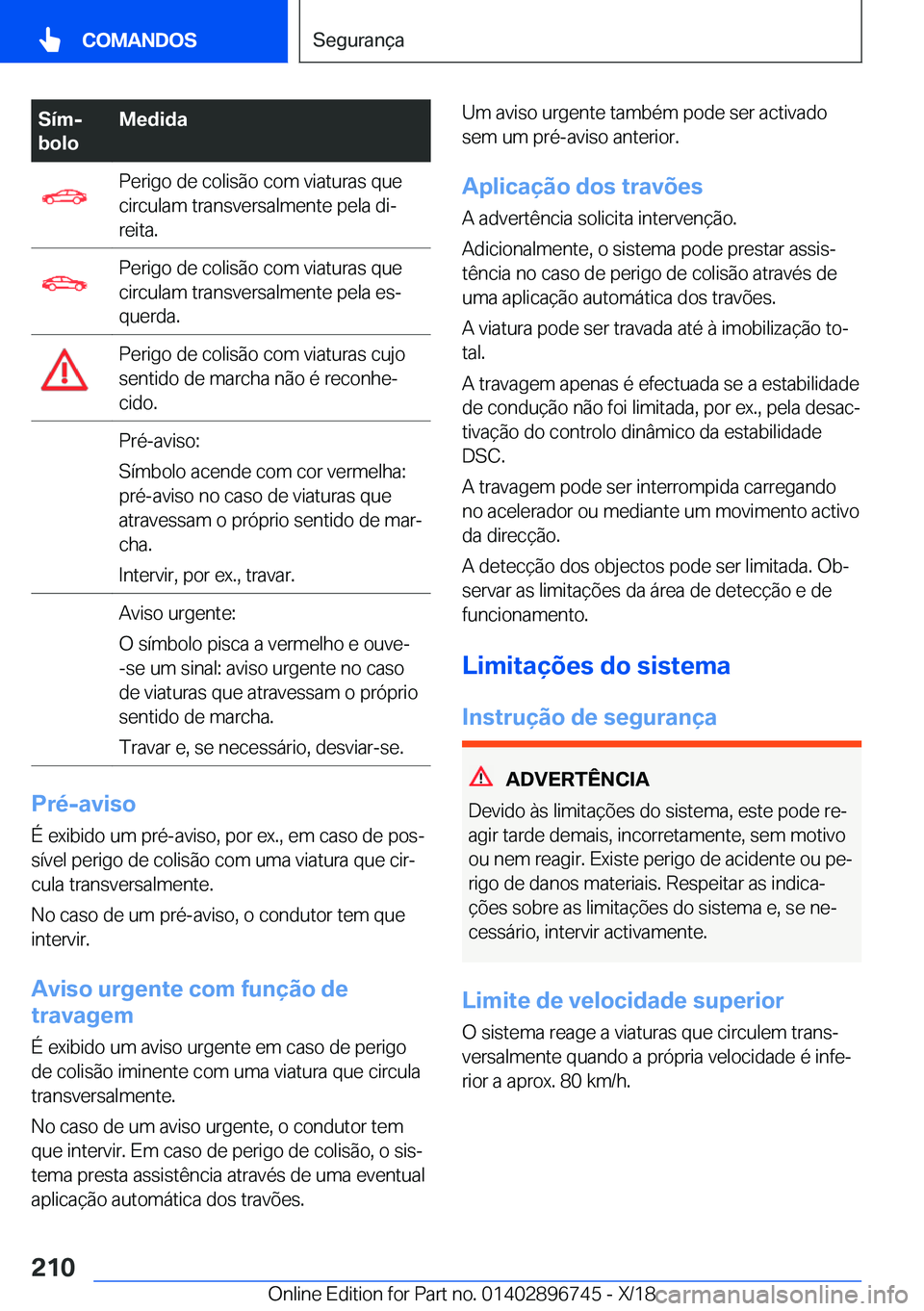 BMW X5 2019  Manual do condutor (in Portuguese) �S�