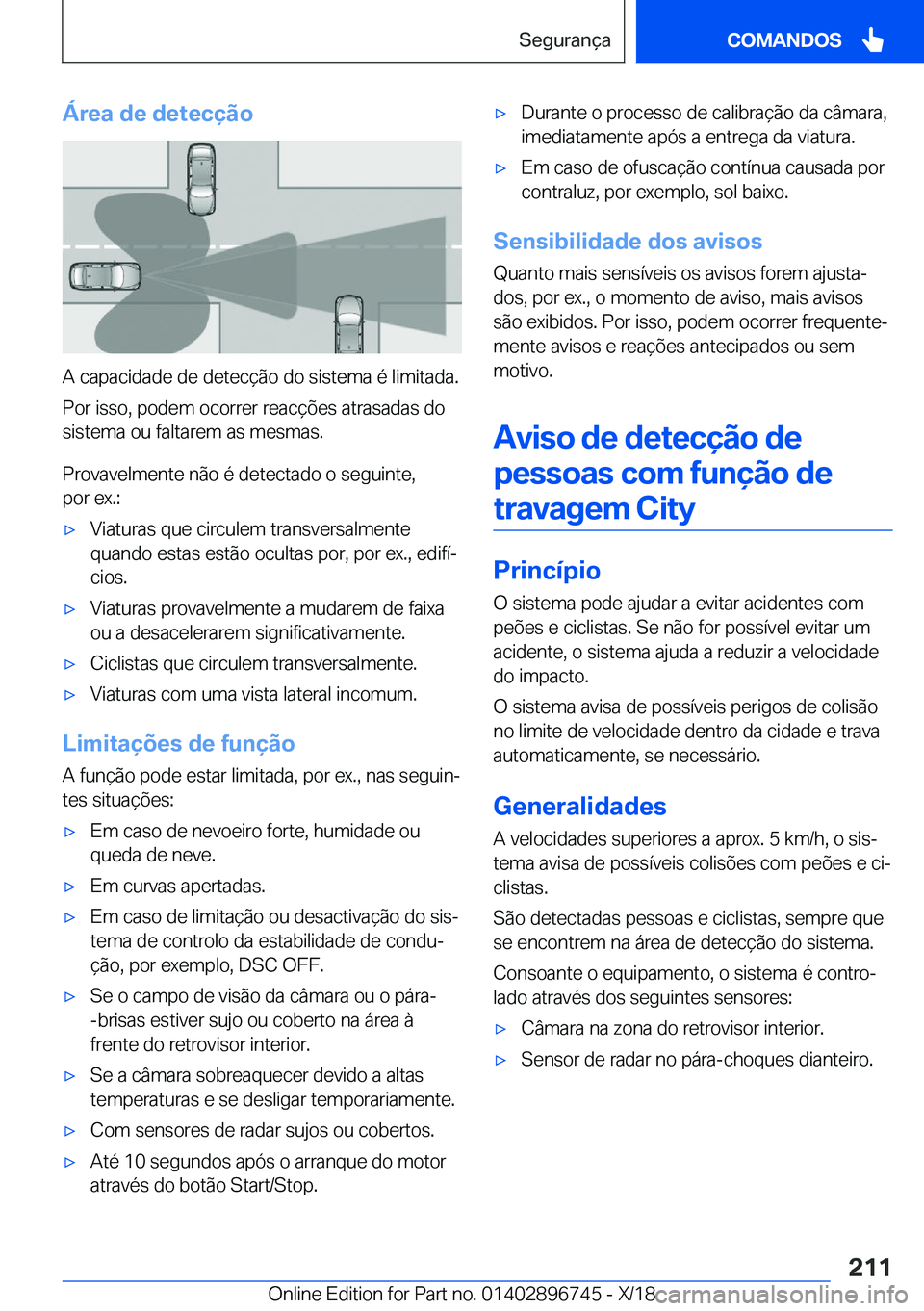 BMW X5 2019  Manual do condutor (in Portuguese) �Á�r�e�a��d�e��d�e�t�e�c�
