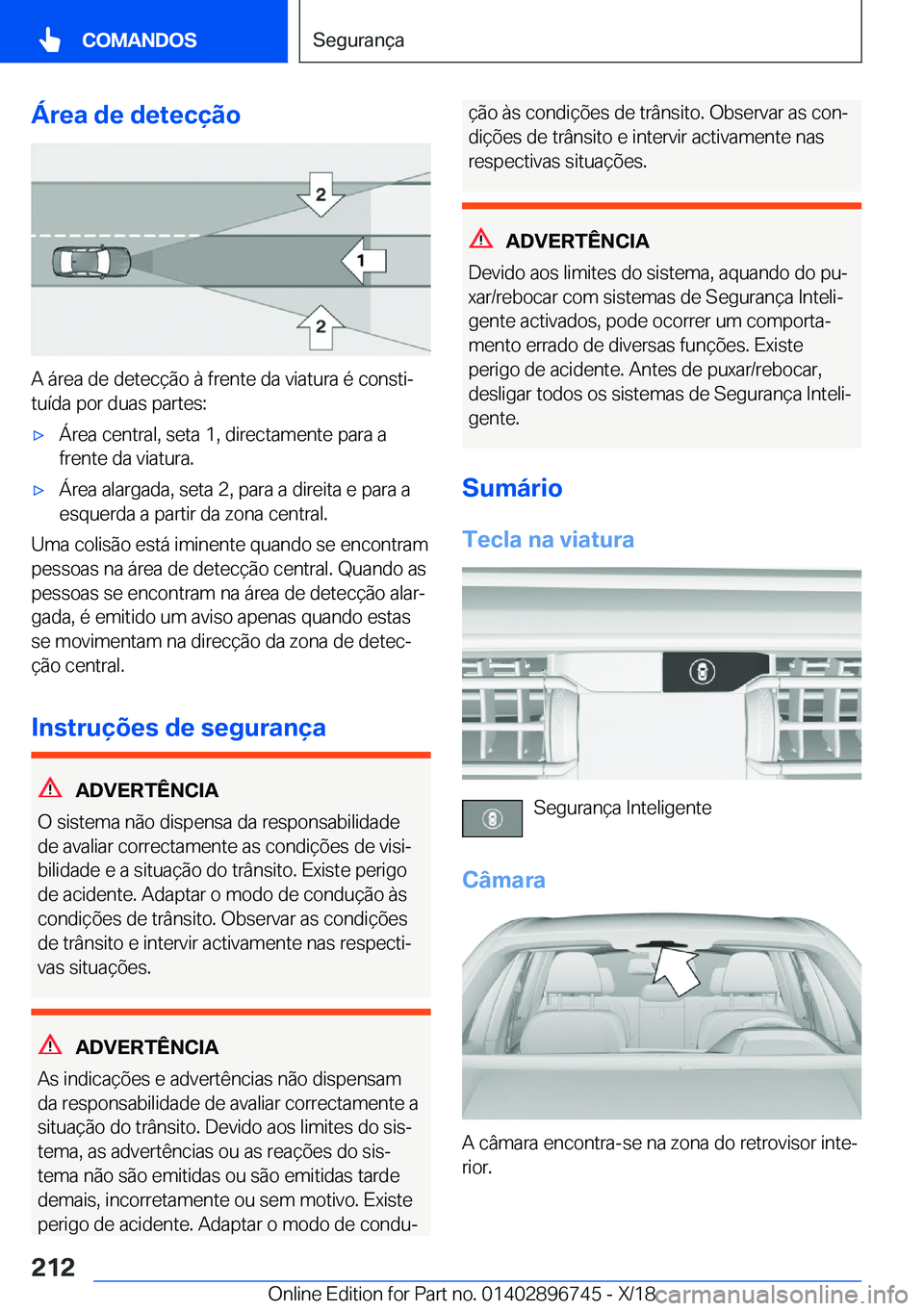 BMW X5 2019  Manual do condutor (in Portuguese) �Á�r�e�a��d�e��d�e�t�e�c�