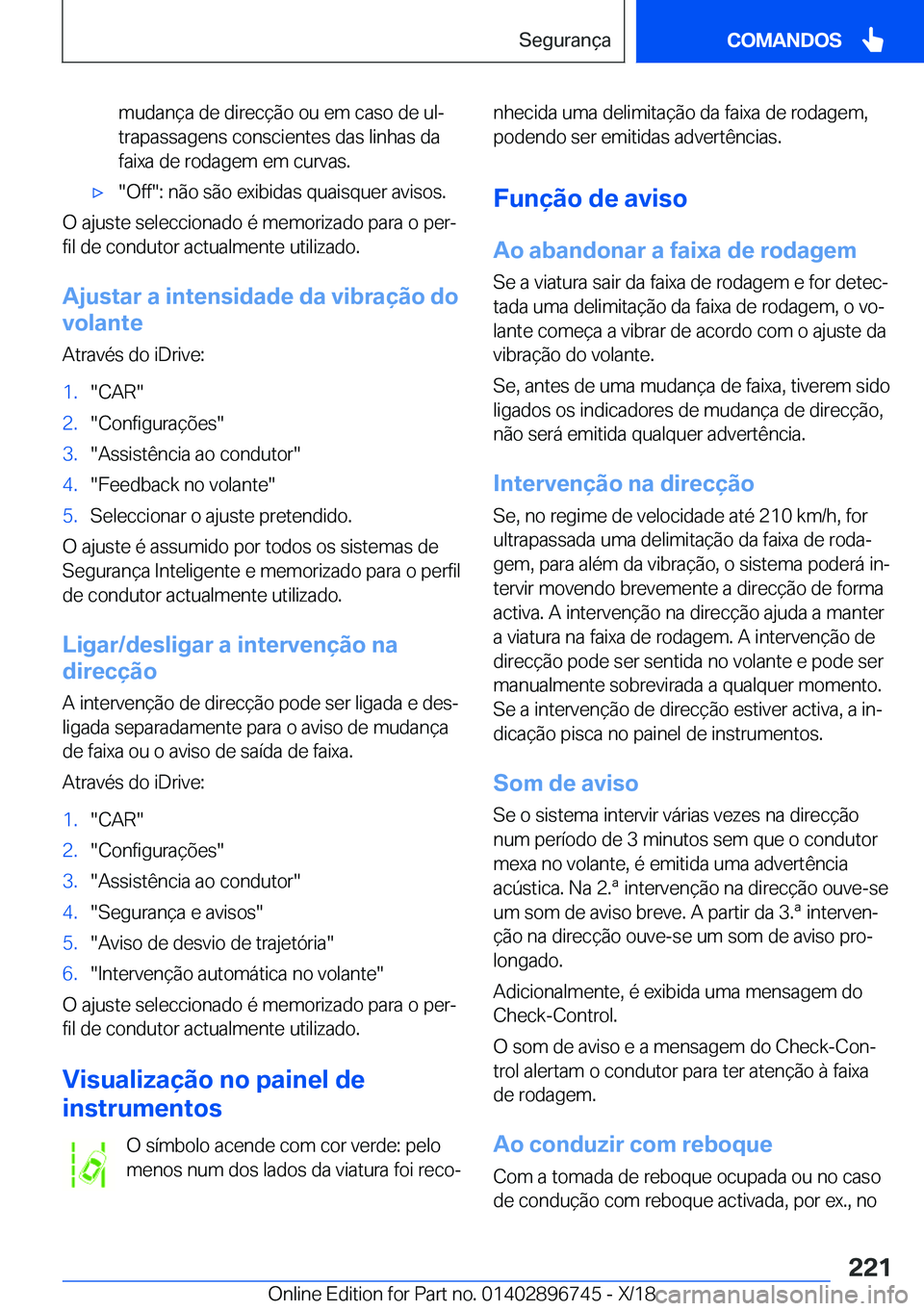 BMW X5 2019  Manual do condutor (in Portuguese) �m�u�d�a�n�