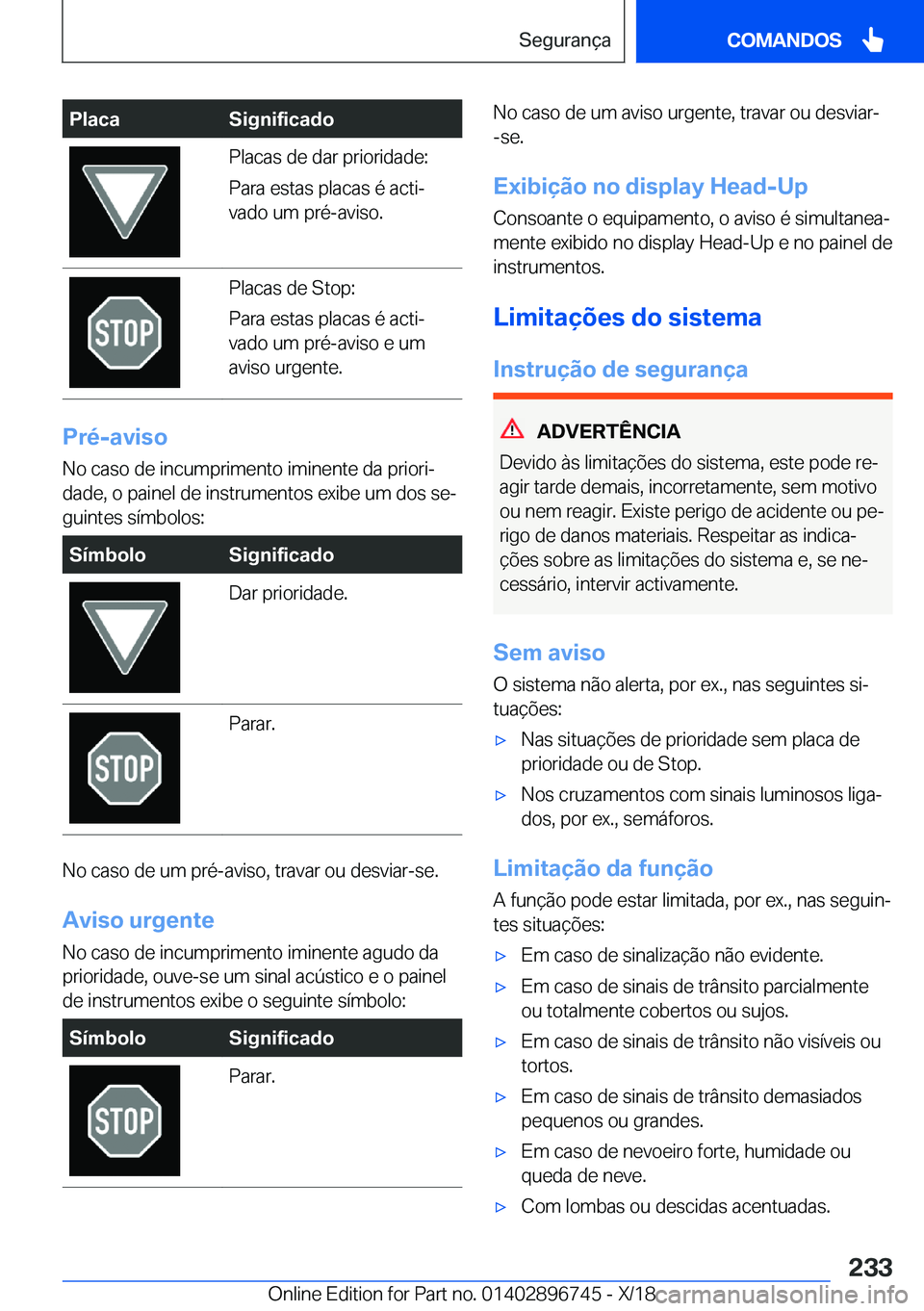 BMW X5 2019  Manual do condutor (in Portuguese) �P�l�a�c�a�S�i�g�n�i�f�i�c�a�d�o�P�l�a�c�a�s��d�e��d�a�r��p�r�i�o�r�i�d�a�d�e�:
�P�a�r�a��e�s�t�a�s��p�l�a�c�a�s��é��a�c�t�iª
�v�a�d�o��u�m��p�r�é�-�a�v�i�s�o�.�P�l�a�c�a�s��d�e��S�t�o�