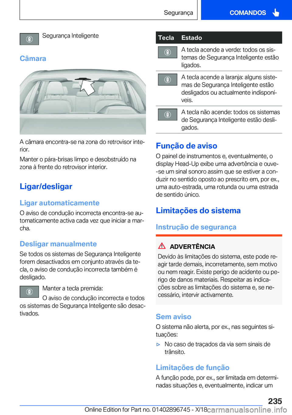 BMW X5 2019  Manual do condutor (in Portuguese) �S�e�g�u�r�a�n�