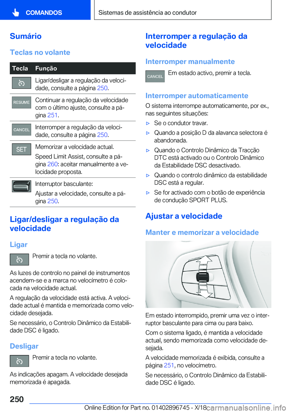BMW X5 2019  Manual do condutor (in Portuguese) �S�u�m�á�r�i�o�T�e�c�l�a�s��n�o��v�o�l�a�n�t�e�T�e�c�l�a�F�u�n�