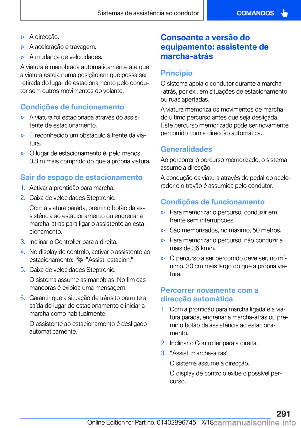 BMW X5 2019  Manual do condutor (in Portuguese) x�A��d�i�r�e�c�