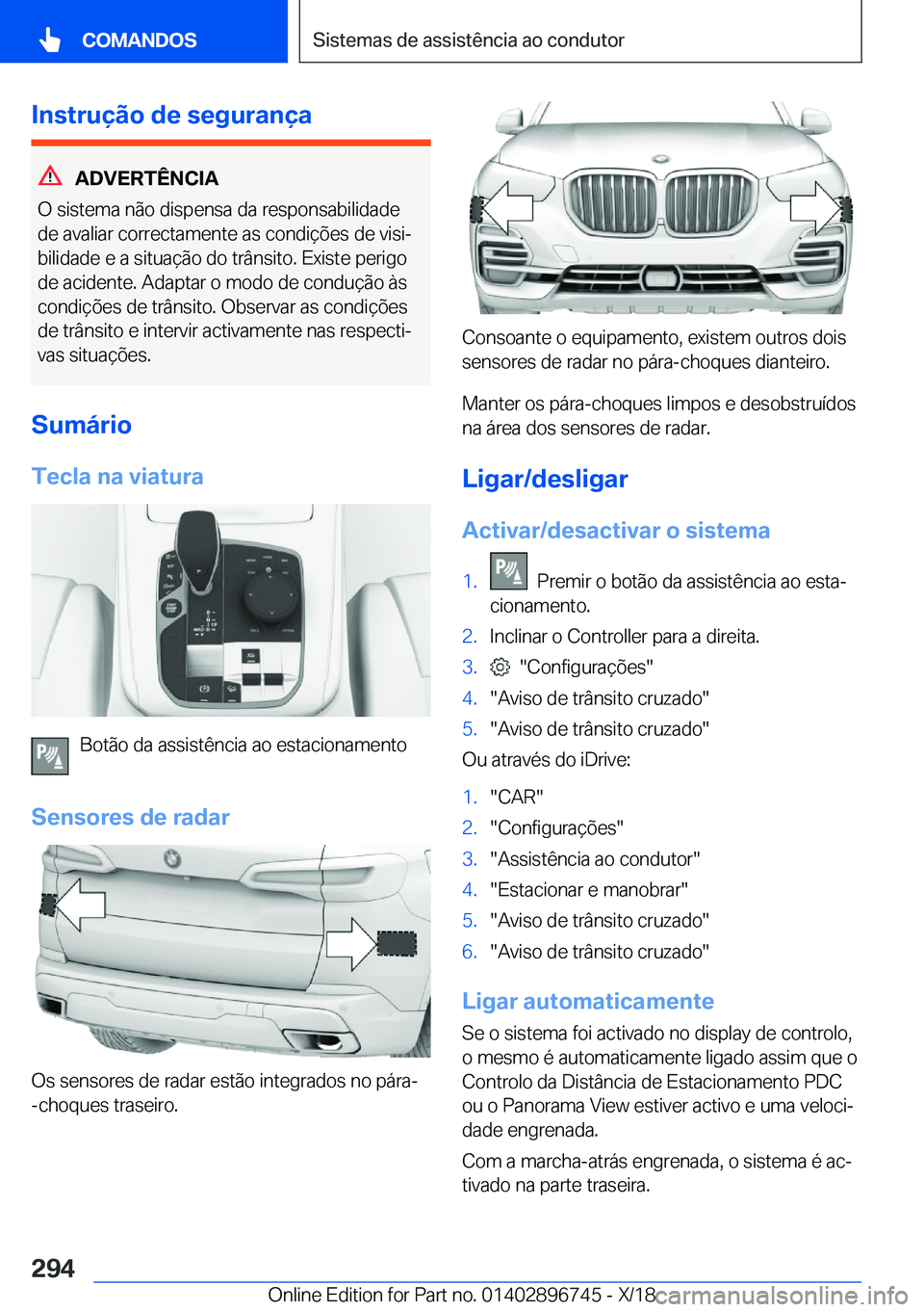 BMW X5 2019  Manual do condutor (in Portuguese) �I�n�s�t�r�u�
