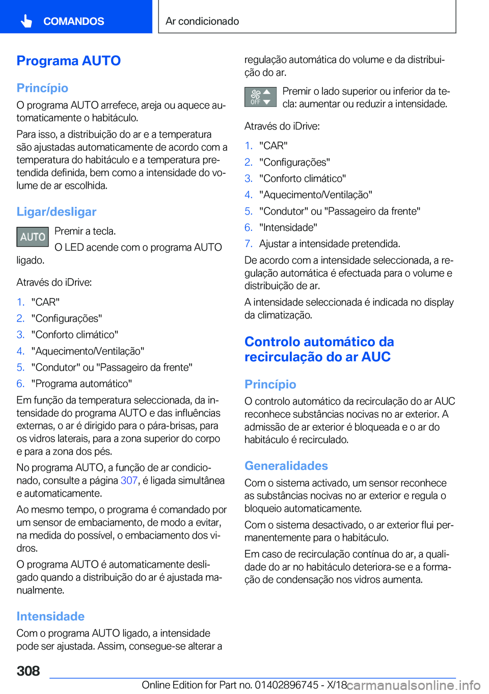 BMW X5 2019  Manual do condutor (in Portuguese) �P�r�o�g�r�a�m�a��A�U�T�O
�P�r�i�n�c�