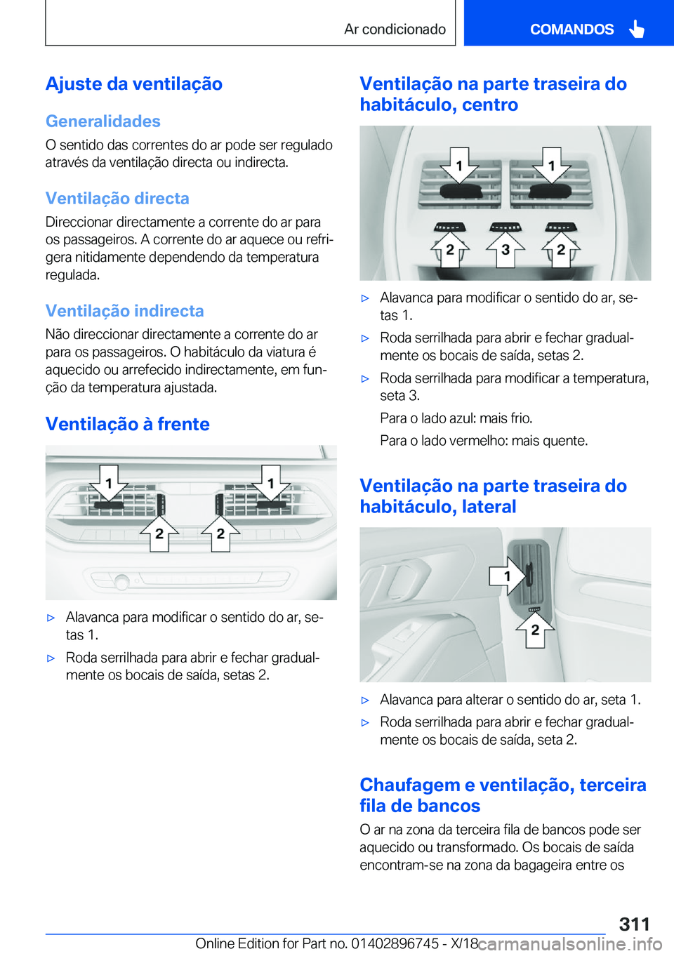 BMW X5 2019  Manual do condutor (in Portuguese) �A�j�u�s�t�e��d�a��v�e�n�t�i�l�a�