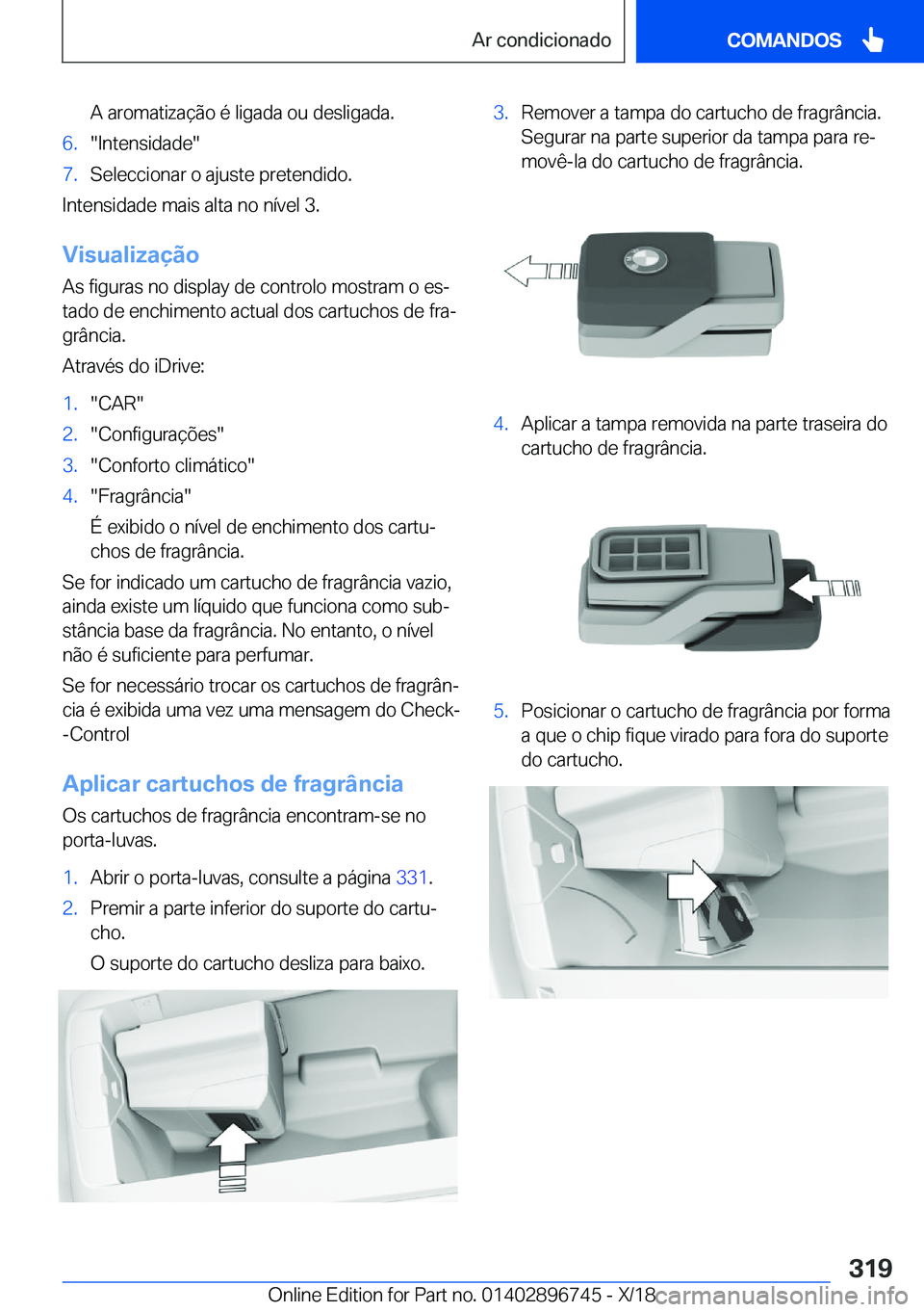 BMW X5 2019  Manual do condutor (in Portuguese) �A��a�r�o�m�a�t�i�z�a�