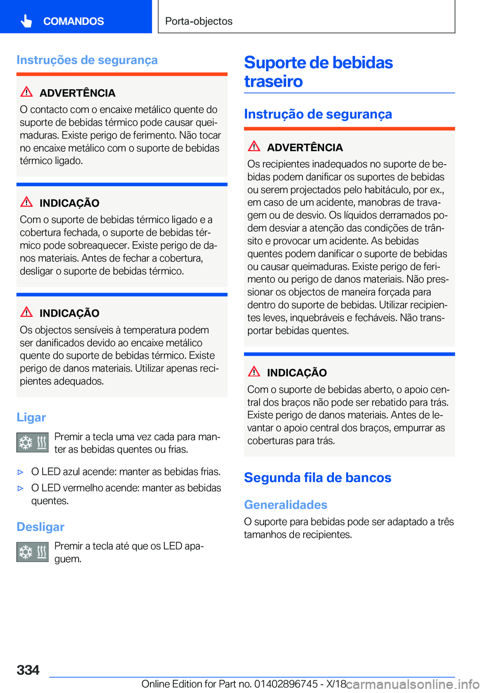 BMW X5 2019  Manual do condutor (in Portuguese) �I�n�s�t�r�u�