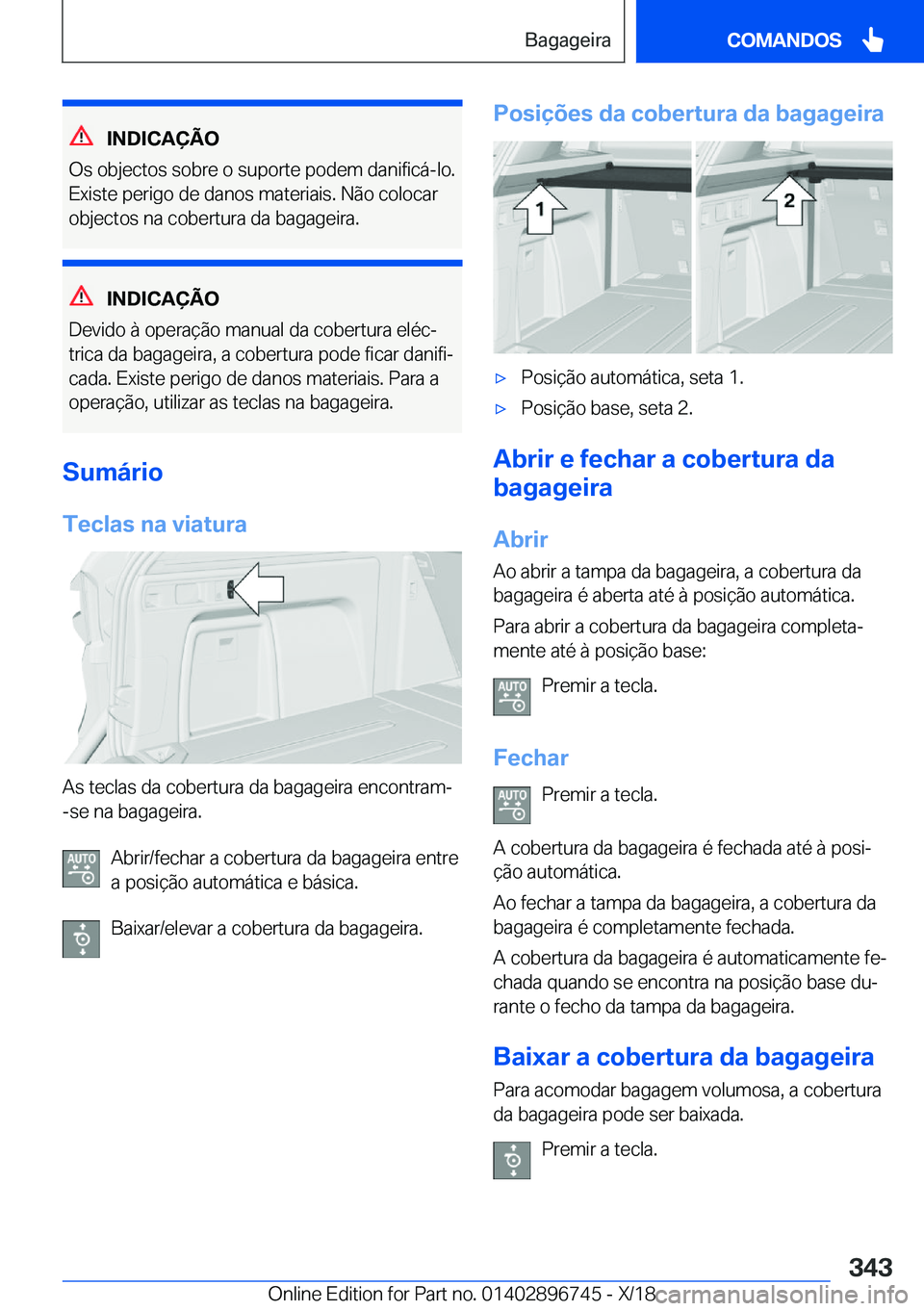 BMW X5 2019  Manual do condutor (in Portuguese) �I�N�D�I�C�A�