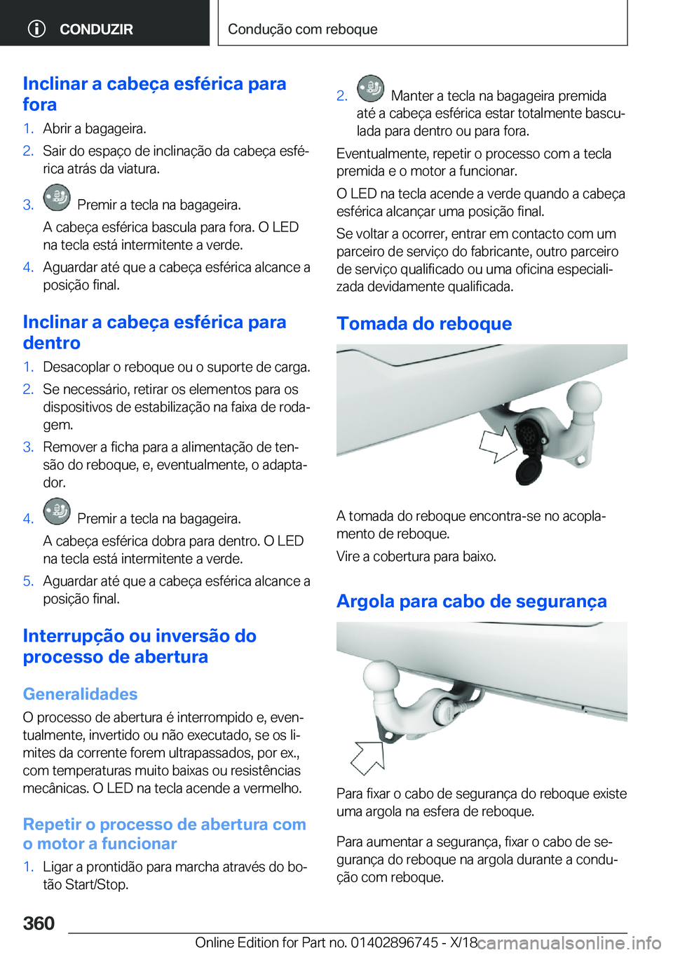 BMW X5 2019  Manual do condutor (in Portuguese) �I�n�c�l�i�n�a�r��a��c�a�b�e�