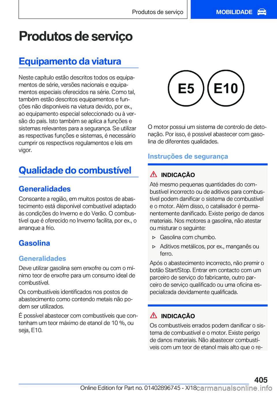 BMW X5 2019  Manual do condutor (in Portuguese) �P�r�o�d�u�t�o�s��d�e��s�e�r�v�i�