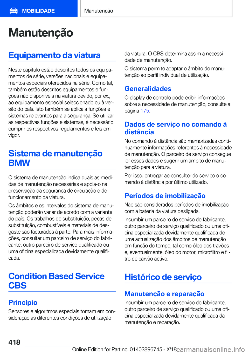 BMW X5 2019  Manual do condutor (in Portuguese) �M�a�n�u�t�e�n�