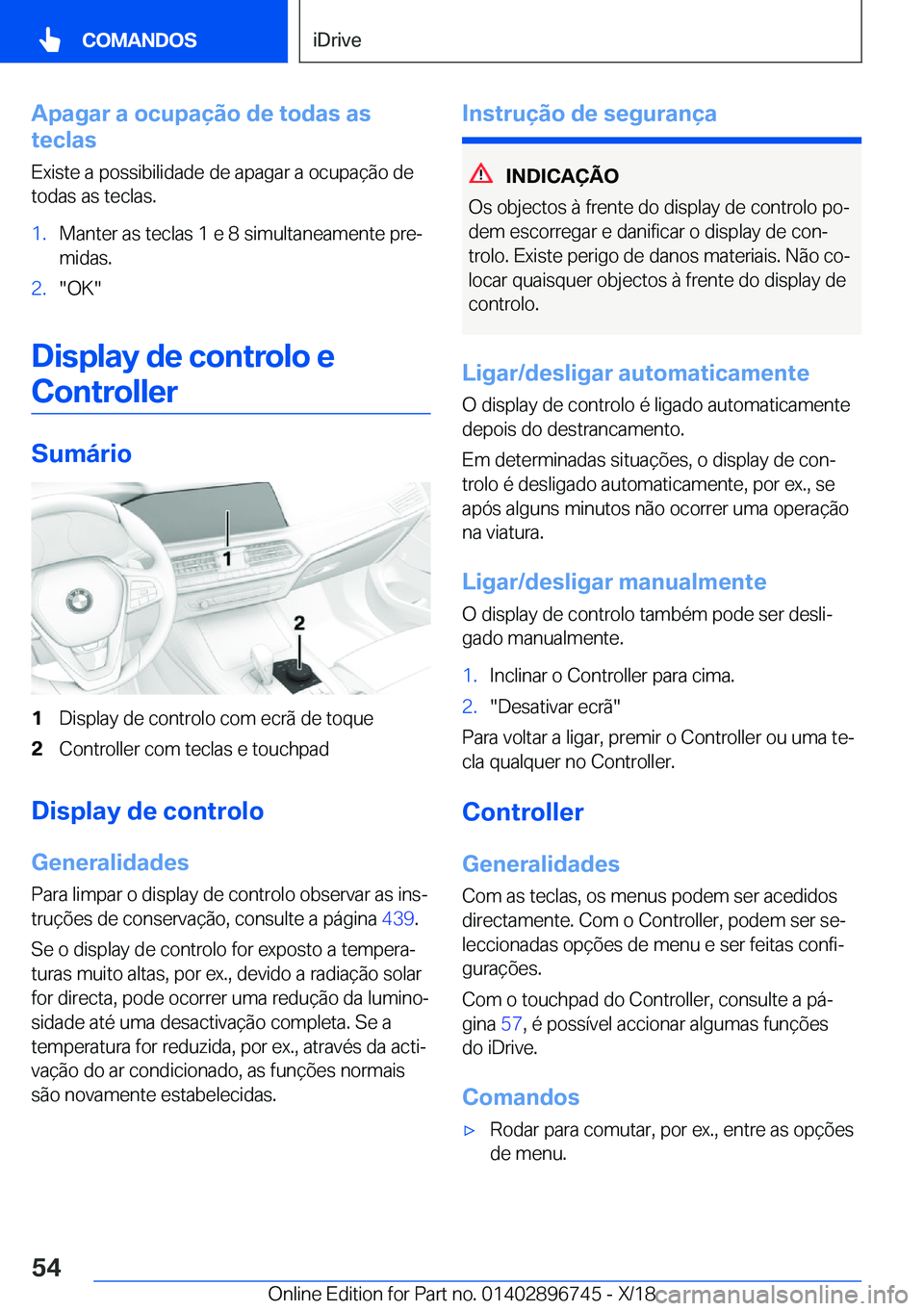 BMW X5 2019  Manual do condutor (in Portuguese) �A�p�a�g�a�r��a��o�c�u�p�a�