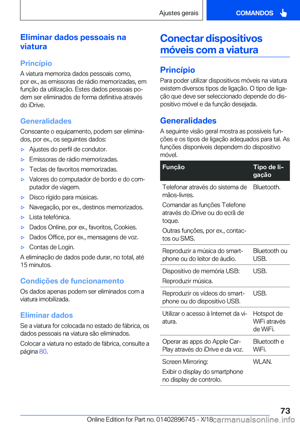BMW X5 2019  Manual do condutor (in Portuguese) �E�l�i�m�i�n�a�r��d�a�d�o�s��p�e�s�s�o�a�i�s��n�a
�v�i�a�t�u�r�a
�P�r�i�n�c�