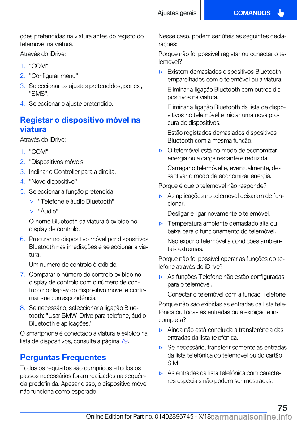 BMW X5 2019  Manual do condutor (in Portuguese) �
