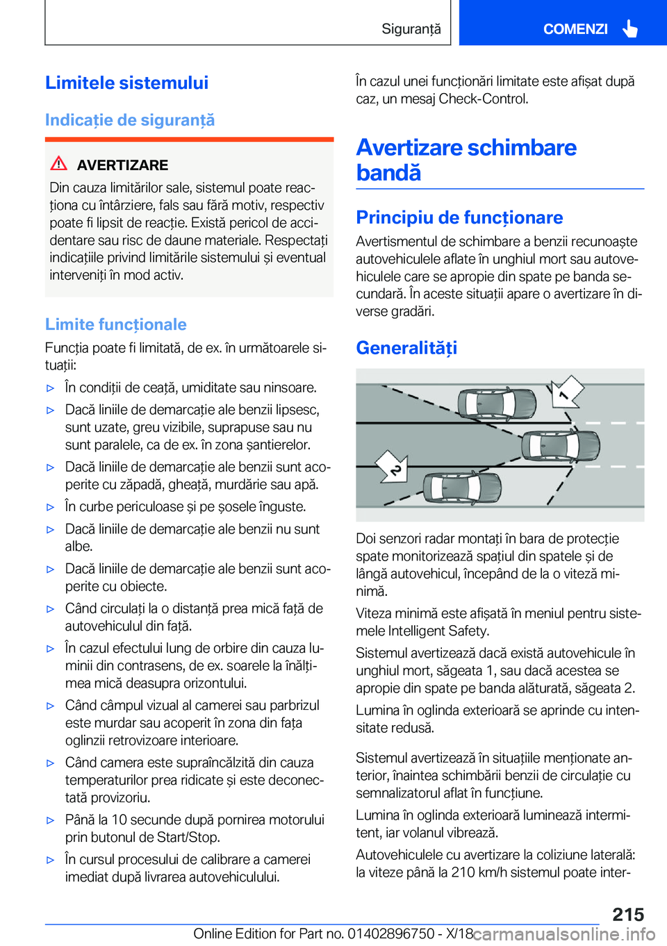 BMW X5 2019  Ghiduri De Utilizare (in Romanian) �L�i�m�i�t�e�l�e��s�i�s�t�e�m�u�l�u�i�I�n�d�i�c�a�i�e��d�e��s�i�g�u�r�a�n�