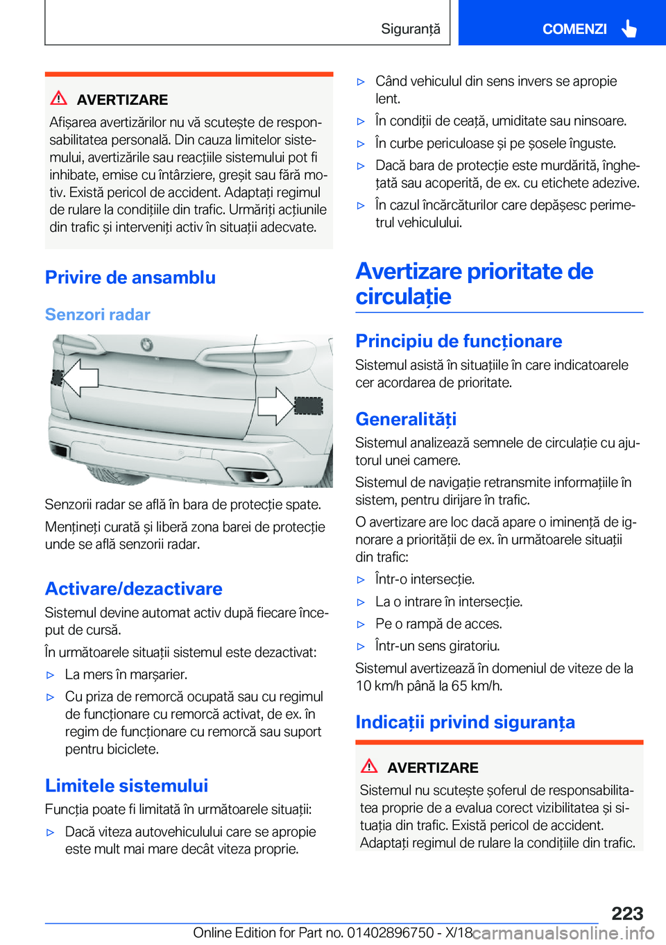BMW X5 2019  Ghiduri De Utilizare (in Romanian) �A�V�E�R�T�I�Z�A�R�E
�A�f�i&�a�r�e�a��a�v�e�r�t�i�z�