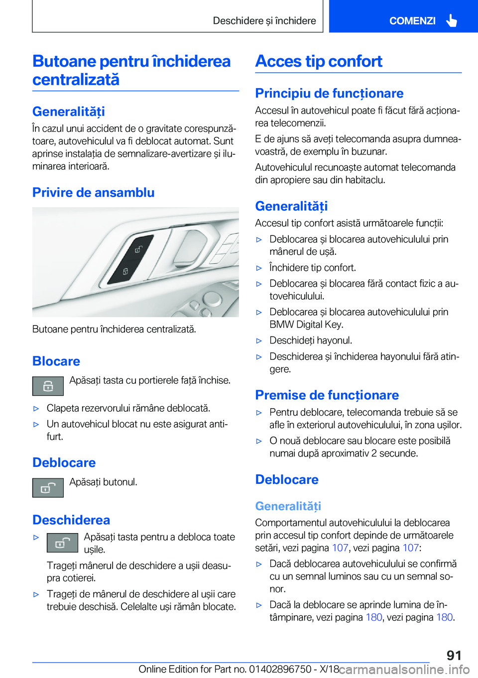 BMW X5 2019  Ghiduri De Utilizare (in Romanian) �B�u�t�o�a�n�e��p�e�n�t�r�u��