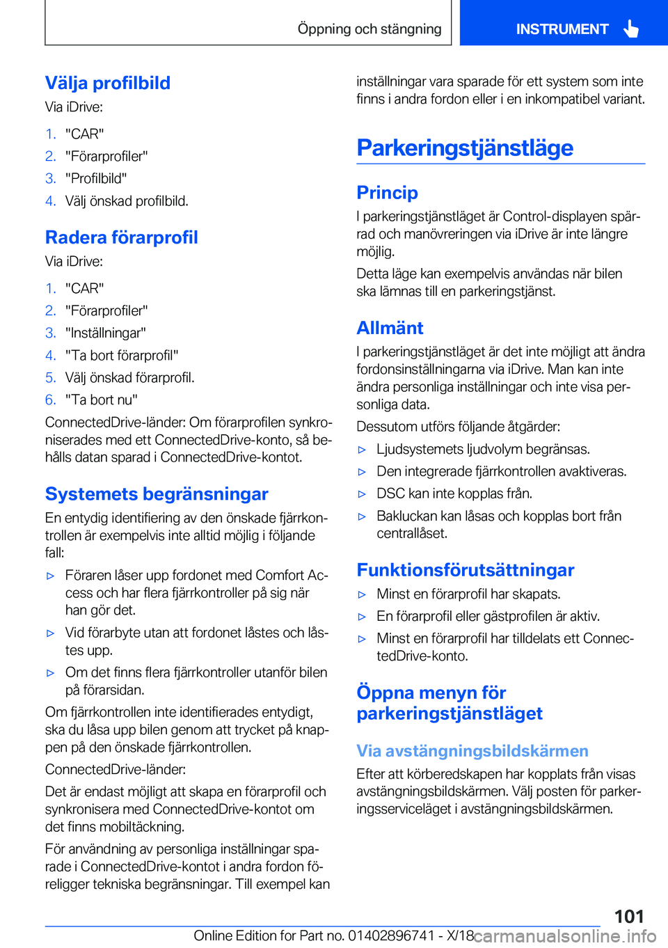 BMW X5 2019  InstruktionsbÖcker (in Swedish) �V�ä�l�j�a��p�r�o�f�i�l�b�i�l�d�V�i�a��i�D�r�i�v�e�:�1�.��C�A�R��2�.��F�