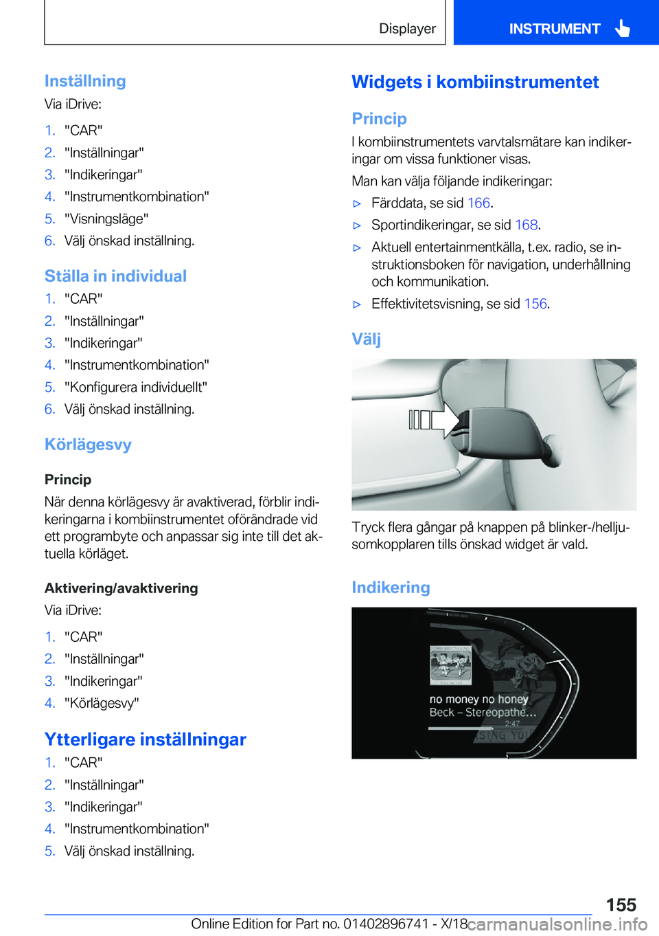 BMW X5 2019  InstruktionsbÖcker (in Swedish) �I�n�s�t�ä�l�l�n�i�n�g
�V�i�a��i�D�r�i�v�e�:�1�.��C�A�R��2�.��I�n�s�t�ä�l�l�n�i�n�g�a�r��3�.��I�n�d�i�k�e�r�i�n�g�a�r��4�.��I�n�s�t�r�u�m�e�n�t�k�o�m�b�i�n�a�t�i�o�n��5�.��V�i�s�n�i�n�g�s�