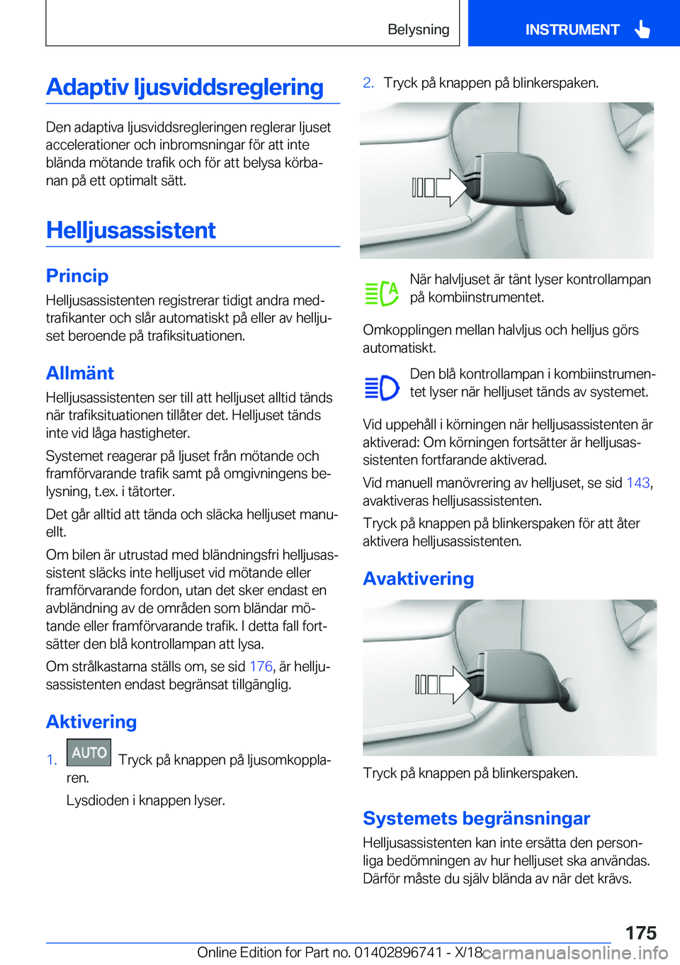 BMW X5 2019  InstruktionsbÖcker (in Swedish) �A�d�a�p�t�i�v��l�j�u�s�v�i�d�d�s�r�e�g�l�e�r�i�n�g
�D�e�n��a�d�a�p�t�i�v�a��l�j�u�s�v�i�d�d�s�r�e�g�l�e�r�i�n�g�e�n��r�e�g�l�e�r�a�r��l�j�u�s�e�t�a�c�c�e�l�e�r�a�t�i�o�n�e�r��o�c�h��i�n�b�r�o�
