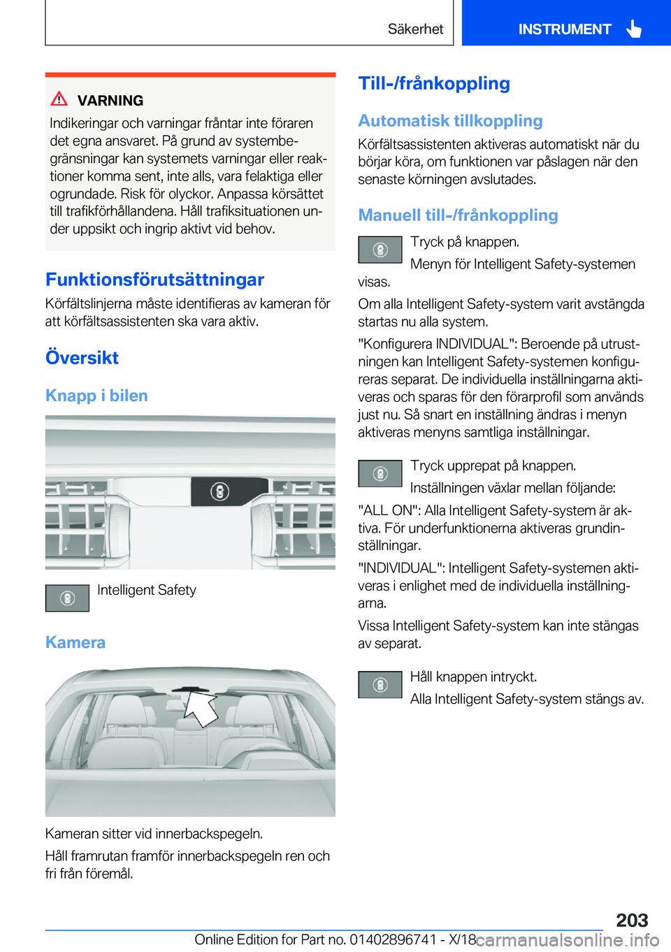 BMW X5 2019  InstruktionsbÖcker (in Swedish) �V�A�R�N�I�N�G
�I�n�d�i�k�e�r�i�n�g�a�r��o�c�h��v�a�r�n�i�n�g�a�r��f�r�å�n�t�a�r��i�n�t�e��f�