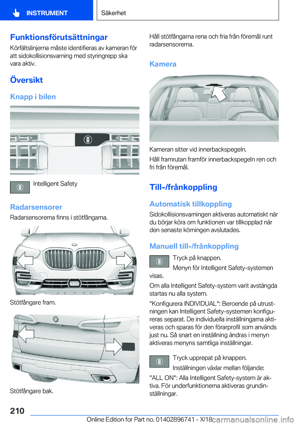 BMW X5 2019  InstruktionsbÖcker (in Swedish) �F�u�n�k�t�i�o�n�s�f�