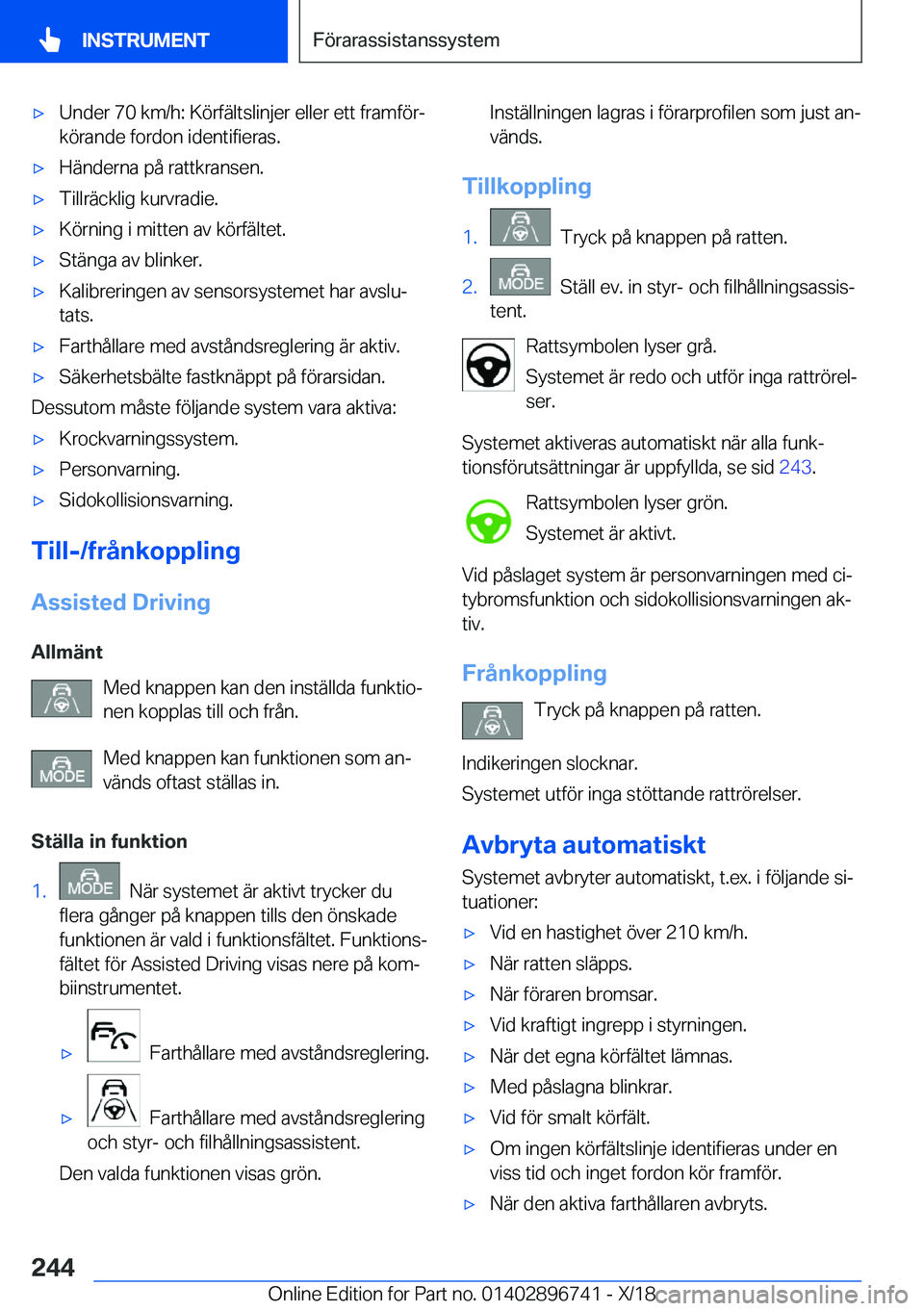 BMW X5 2019  InstruktionsbÖcker (in Swedish) x�U�n�d�e�r��7�0��k�m�/�h�:��K�
