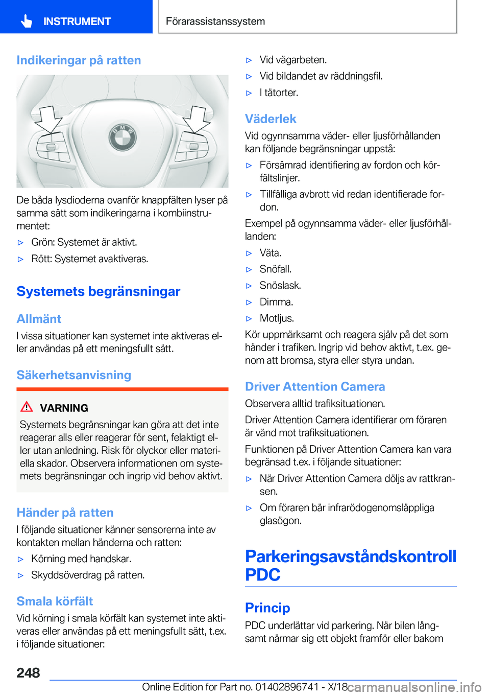 BMW X5 2019  InstruktionsbÖcker (in Swedish) �I�n�d�i�k�e�r�i�n�g�a�r��p�å��r�a�t�t�e�n
�D�e��b�å�d�a��l�y�s�d�i�o�d�e�r�n�a��o�v�a�n�f�