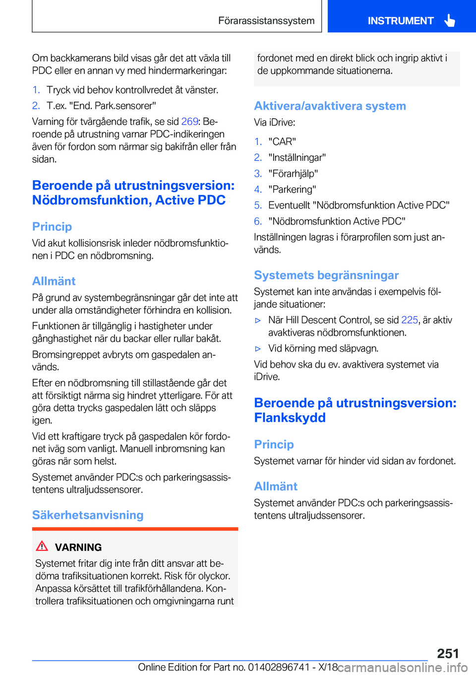 BMW X5 2019  InstruktionsbÖcker (in Swedish) �O�m��b�a�c�k�k�a�m�e�r�a�n�s��b�i�l�d��v�i�s�a�s��g�å�r��d�e�t��a�t�t��v�ä�x�l�a��t�i�l�l
�P�D�C��e�l�l�e�r��e�n��a�n�n�a�n��v�y��m�e�d��h�i�n�d�e�r�m�a�r�k�e�r�i�n�g�a�r�:�1�.�T�r�y�