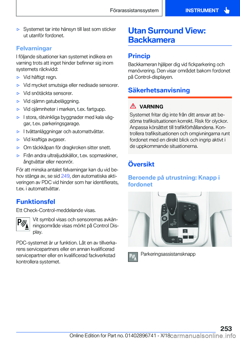 BMW X5 2019  InstruktionsbÖcker (in Swedish) x�S�y�s�t�e�m�e�t��t�a�r��i�n�t�e��h�ä�n�s�y�n��t�i�l�l��l�a�s�t��s�o�m��s�t�i�c�k�e�r�u�t��u�t�a�n�f�