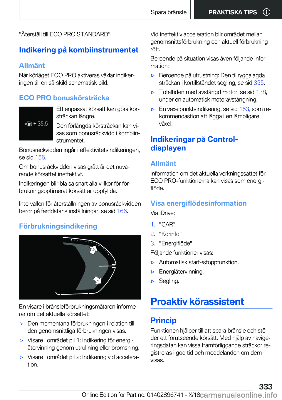 BMW X5 2019  InstruktionsbÖcker (in Swedish) ��Å�t�e�r�s�t�ä�l�l��t�i�l�l��E�C�O��P�R�O��S�T�A�N�D�A�R�D��I�n�d�i�k�e�r�i�n�g��p�å��k�o�m�b�i�i�n�s�t�r�u�m�e�n�t�e�t�A�l�l�m�ä�n�t
�N�ä�r��k�