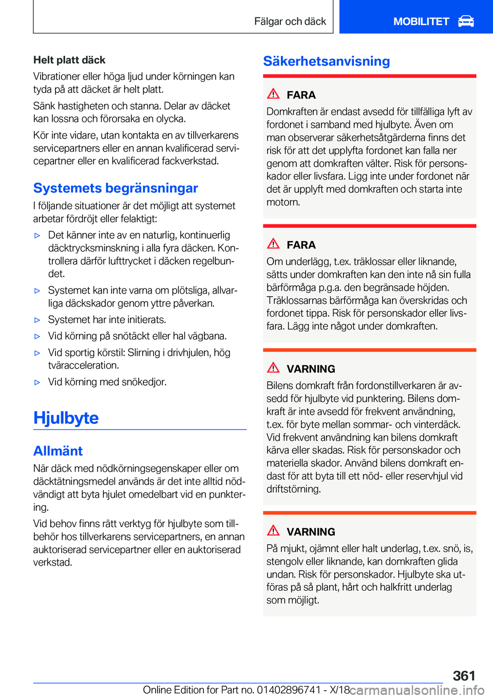 BMW X5 2019  InstruktionsbÖcker (in Swedish) �H�e�l�t��p�l�a�t�t��d�ä�c�k
�V�i�b�r�a�t�i�o�n�e�r��e�l�l�e�r��h�