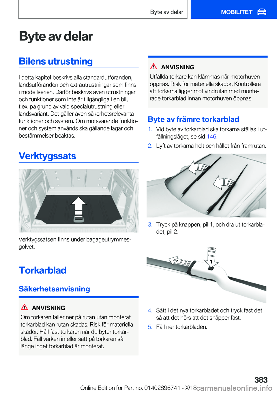 BMW X5 2019  InstruktionsbÖcker (in Swedish) �B�y�t�e��a�v��d�e�l�a�r�B�i�l�e�n�s��u�t�r�u�s�t�n�i�n�g
�I��d�e�t�t�a��k�a�p�i�t�e�l��b�e�s�k�r�i�v�s��a�l�l�a��s�t�a�n�d�a�r�d�u�t�f�