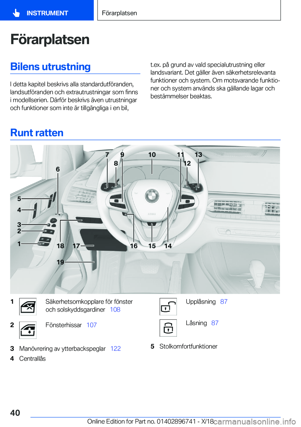 BMW X5 2019  InstruktionsbÖcker (in Swedish) �F�